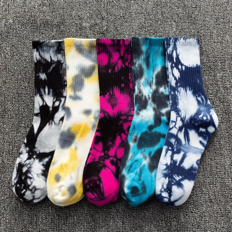 2021 New Products for Autumn and Winter, High Quality Thick Tie-dye Middle Tube Socks, Towel Bottom Cotton Outdoor Sports Socks