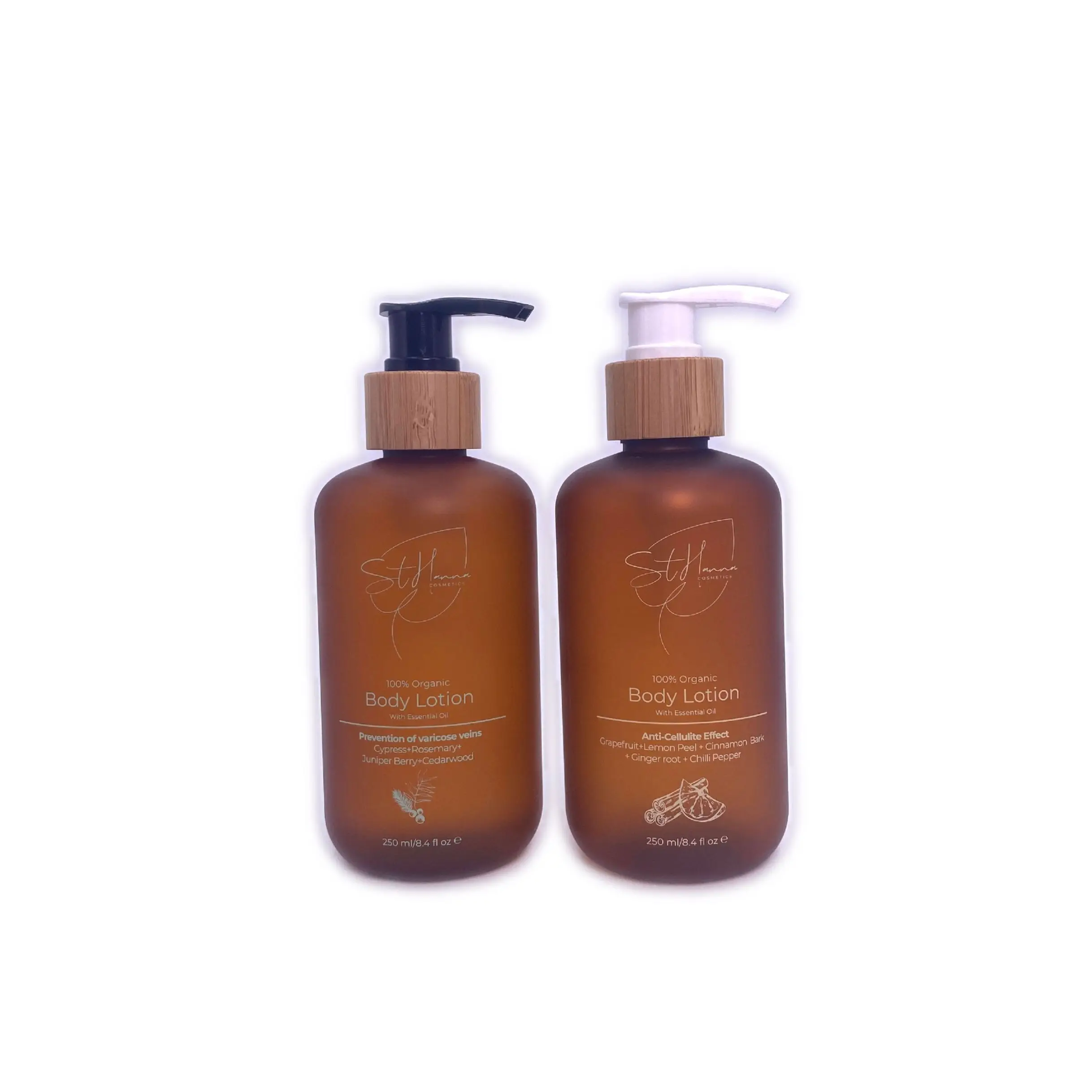 Screen printing logo 8 oz cosmetic frosted brown jar face cream amber 60ml 120ml 250ml 500ml amber shampoo bamboo pump bottle