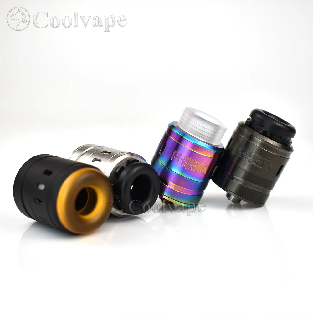 Phobia V2 RDA 24mm 316ss Atomizer Single Coil or Dual Coils Rebuildable Tank with Squonk BF PIN 810  Drip Tip for 510 Vape mods