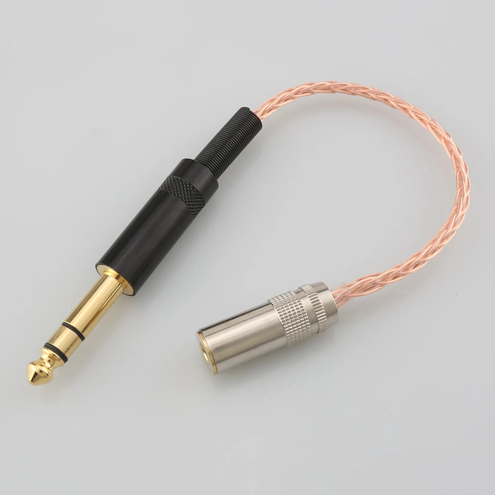 Nowe Audiocrast pojedyncze miedziane z kryształami 6.35mm TRS 3pin męski na 4.4mm zrównoważony żeński Adapter Audio kabel 1/4 6.35 do 4.4