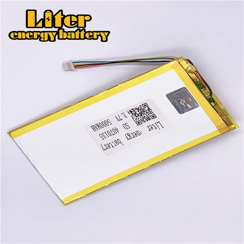 1.0 MILÍMETROS 5pin conector Personalizado 3.7 V li bateria de polímero de 4070135 5000mah da bateria do Tablet PC
