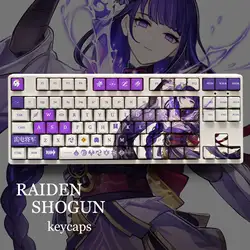 Genshin Impact Theme RAIDEN SHOGUN  Pbt Material Keycaps 108 Keys Set for Mechanical Keyboard Oem Profile Only KeyCaps