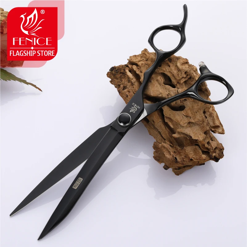 Fenice 7.5 inch Professional Pet Grooming Cutting Scissors Black Thinning Cutting Set JP440C Dogs Hair Tools