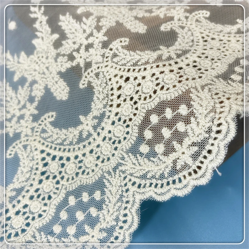 Size 1 white apricot lace lace 25 cm wide cotton embroidery sewing supplies lace decoration dress DIY clothing curtain accessori