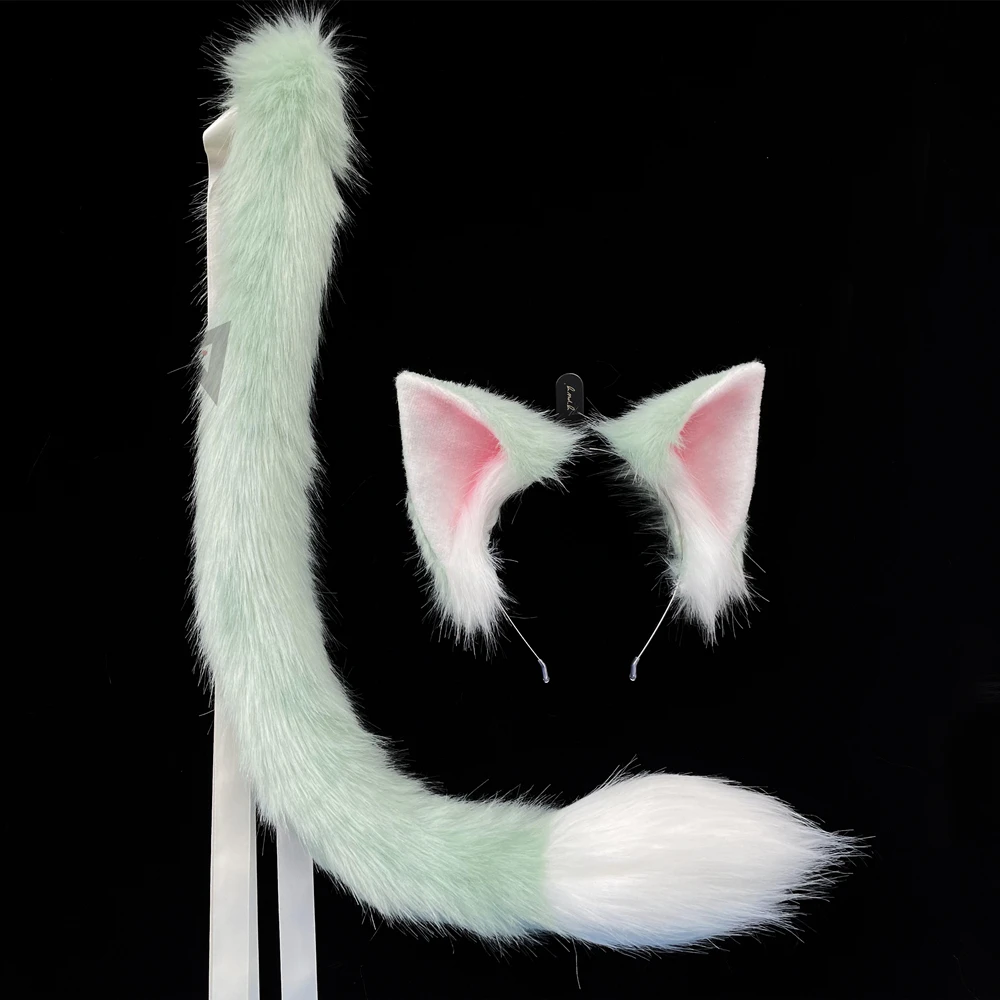 

MMGG New Cute Bear Ears Hair Hoop Tail Gelatoni Duff Green Cosplay Accessories Custom Made Set For Girl Women Children