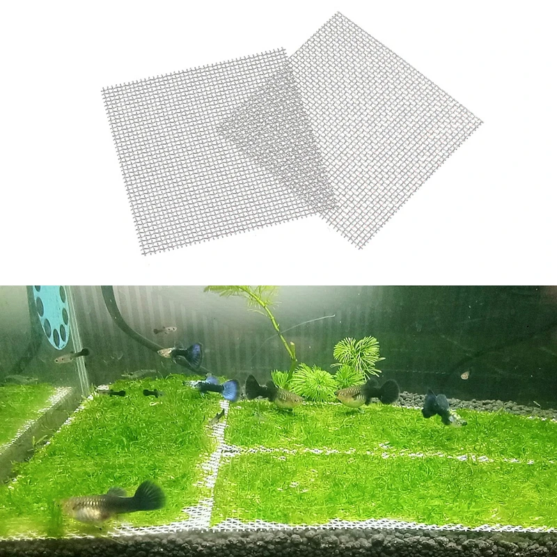 Stainless Steel Fish Tank Wire Mesh Pad Decoration Aquarium Water Plants Moss Mesh Lawn Decor