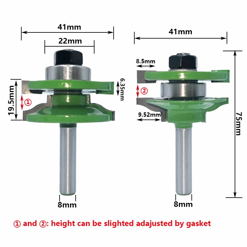 3PC/Set 8MM Shank Milling Cutter Wood Carving Cabinet Rail Stile Tenon Router Bit Set Door Cabinet Panel Raiser Ogee Wood Cutter