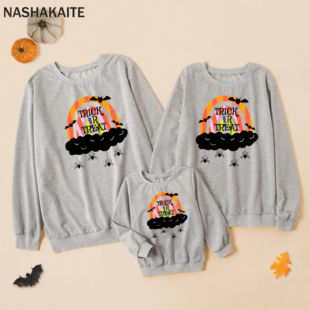 NASHAKAITE 2021 Family Look Mom And Daughter Equal Halloween Costume Family Sweatshirts Mommy And Me Dad Son Clothes Mother Kid