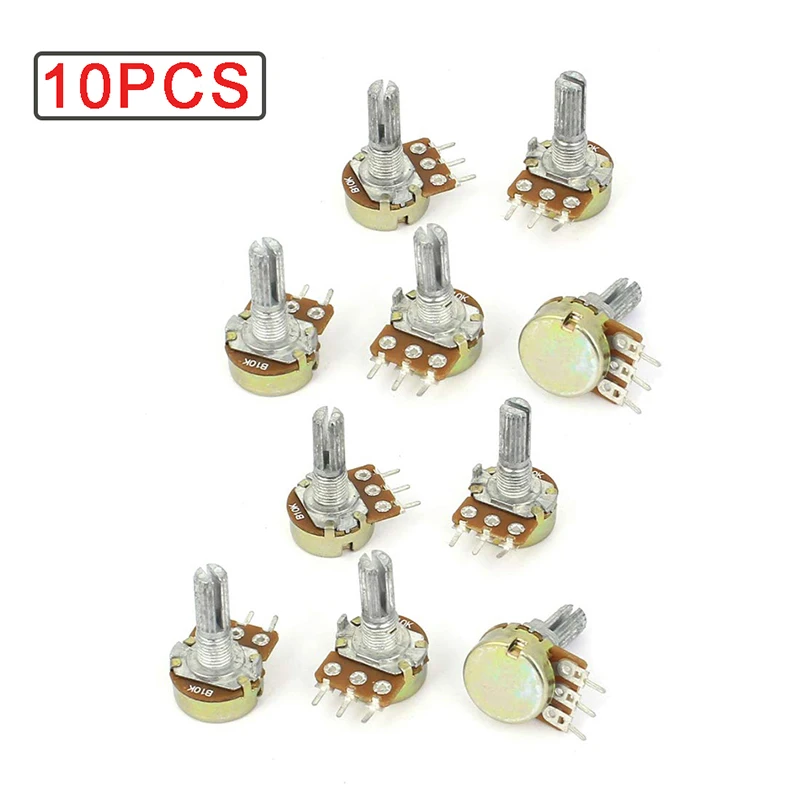 10pcs WH148 potenziometro 3pin 15mm B1M 1K 2K 5K 10K 20K 50K 100K 250K 500K 1M Kit potenziometro lineare con dado