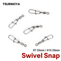 TSURINOYA Fishing Connector Swivels Pin Snap #7 #10 Rolling Swivel Stainless Steel Snap Swivels Tackle Fishing Accessories