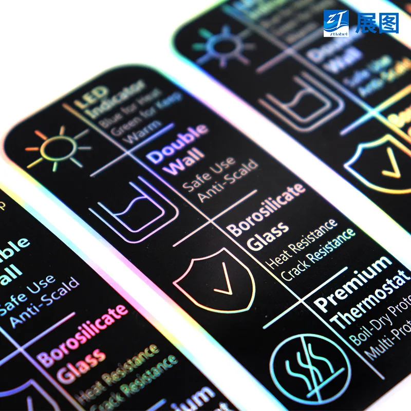 Gepersonaliseerde zilveren sticker met lasergegraveerde tekst, holografische sticker, sticker met afbeelding, sticker op maat, logolabel, 100 stuks.
