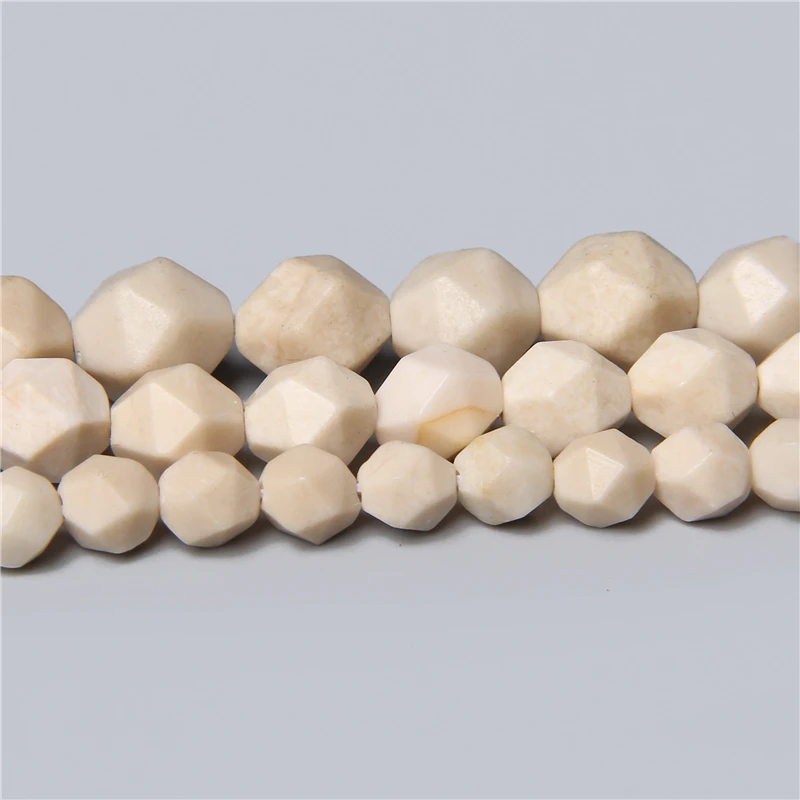 Natural Beige Color Stone Faceted Stone Jaspers Spacers Loose Beads DIY Charms Bracelets Accessories for Jewelry Making