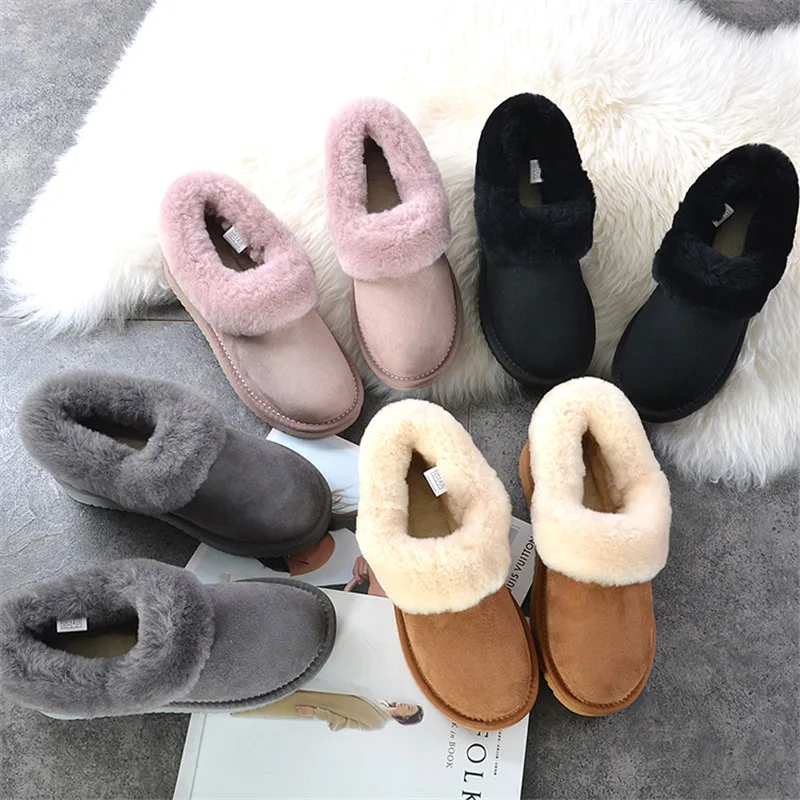 Natural Wool Woman Snow Boots 2023 Real Sheepskin Women's Genuine Sheepskin Women Boots Women Shoes Flats Shoes Shoes Women