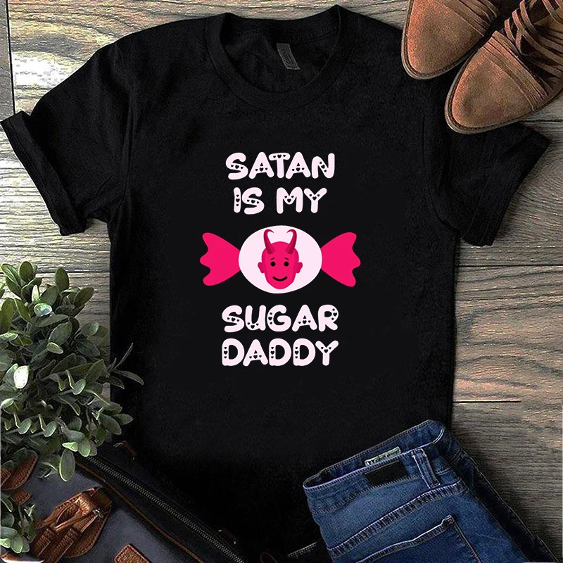 Tshirt Yes Daddy Women Satan Is My Sugar Daddy White Women T-shirt Casual 90s Tshirt Fashion Top Tees Aesthetic clothes