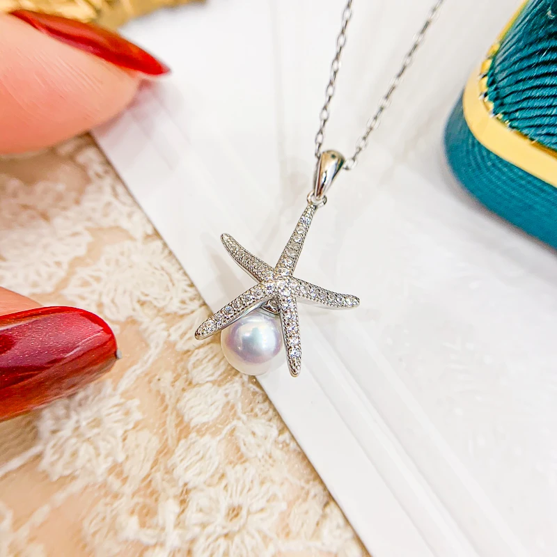 (No including pearls)Starfish Design Pendant Fittings  Women DIY Jewelry Making For 6-8mm Pearl Beads