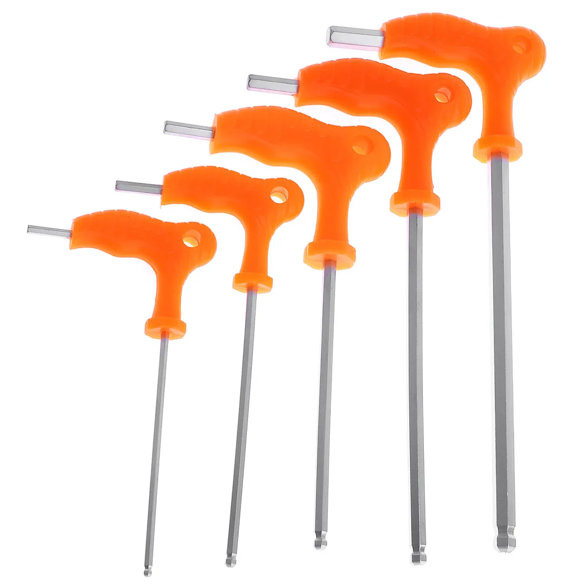 5pcs/set 3mm-8mm Crutch Hexagon Allen Key Wrench Tools Set T Handle Hex Wrench Spanner with Ball Head and Plastic Handles