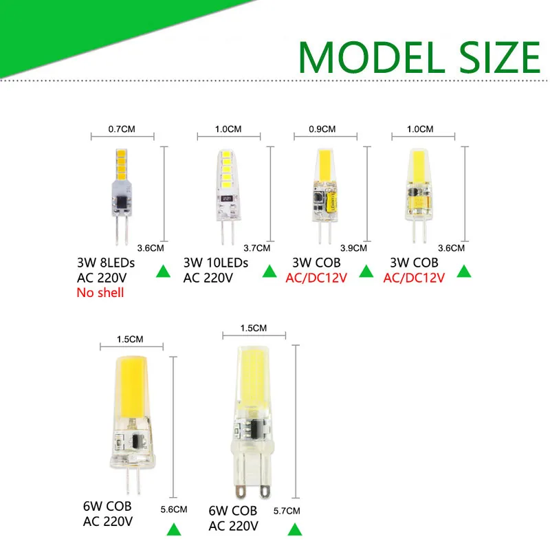 Imagem -02 - Lâmpada Led Cob g4 Dimmable ac dc ac dc 12v 220v g9 3w 6w 10w Cob Iluminação Substituir Holofotes Lustre 10 Peças