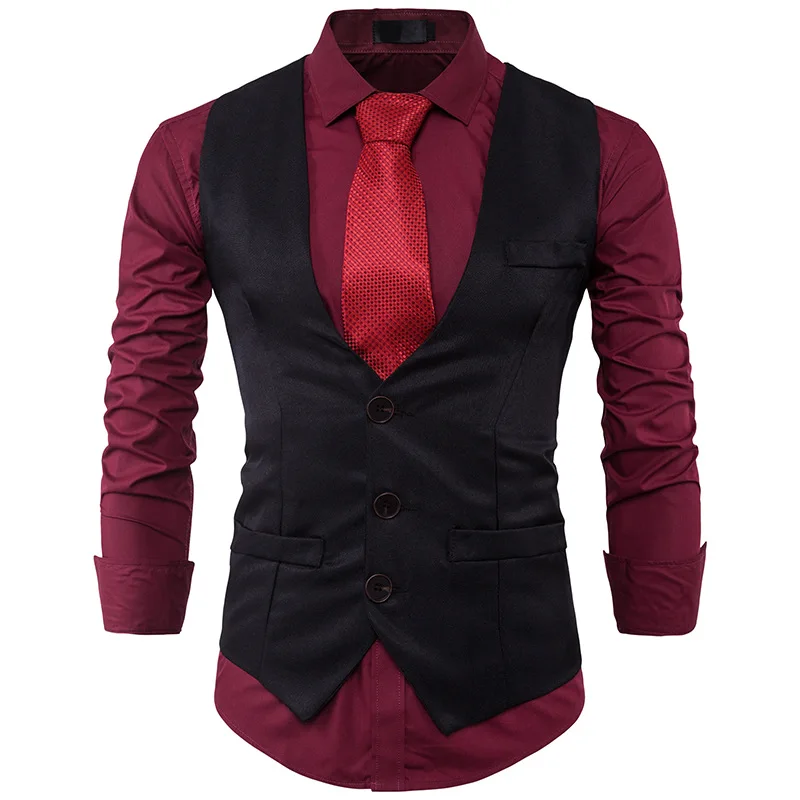 Mens Slim Fit Single Breasted Suit Vest 2023 Brand Formal Business Wedding Vest Waistcoat Men Black Vest Gilet Homme Costume XXL