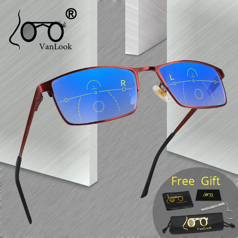 

VANLOOK Progressive Multifocal Reading Glasses Computer For Men Women Sight Clear Adjustable Eyeglasses Red +1.0 1.5 2 2.5 3 3.5