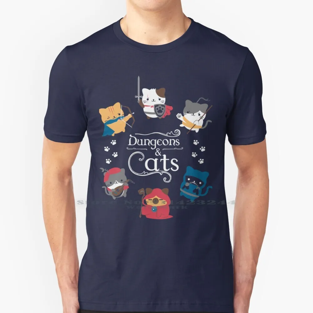 And Cats 100% Cotton T Shirt And Cats And Kawaii Rpg Dd Cute Cats Neko And Cat Cats D20 Where Role Playing Game Tee Short