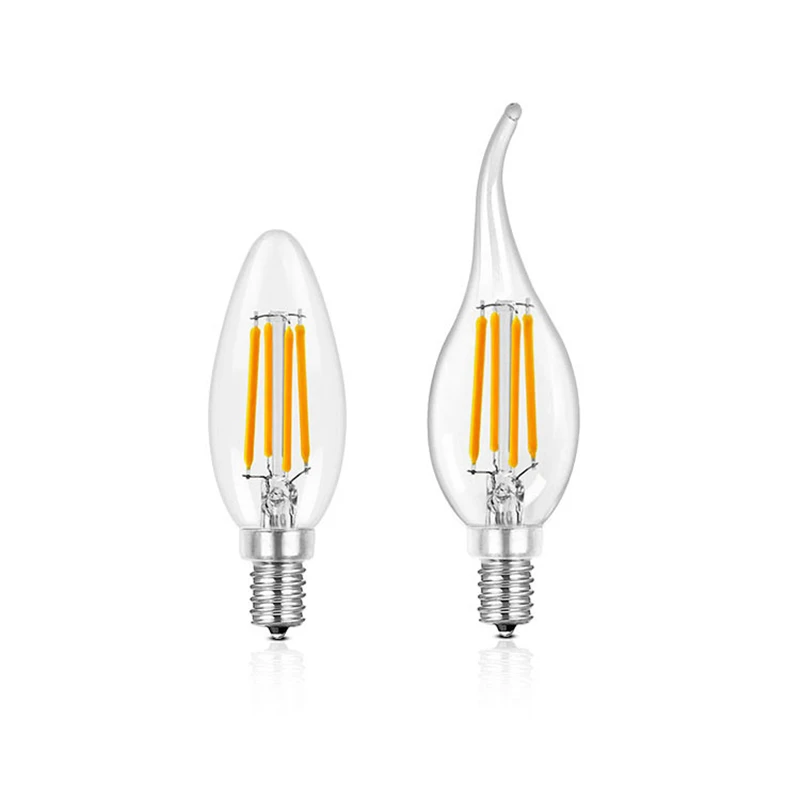 

LED Candle Bulb E14 4W 8W 12W AC 220V 240V Retro antique Glass Edison Lamp Vintage C35 C35L Filament Light 360 Degree