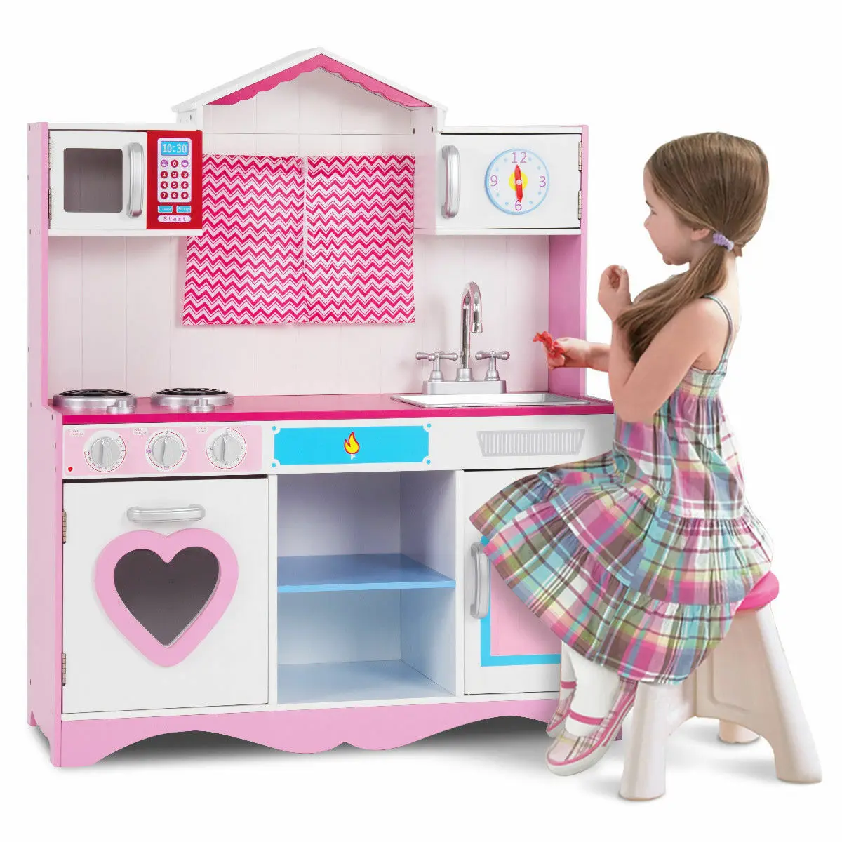 

Wood Kitchen Toy Wooden Playset Kids Children Cooking Pretend Play Set Gift