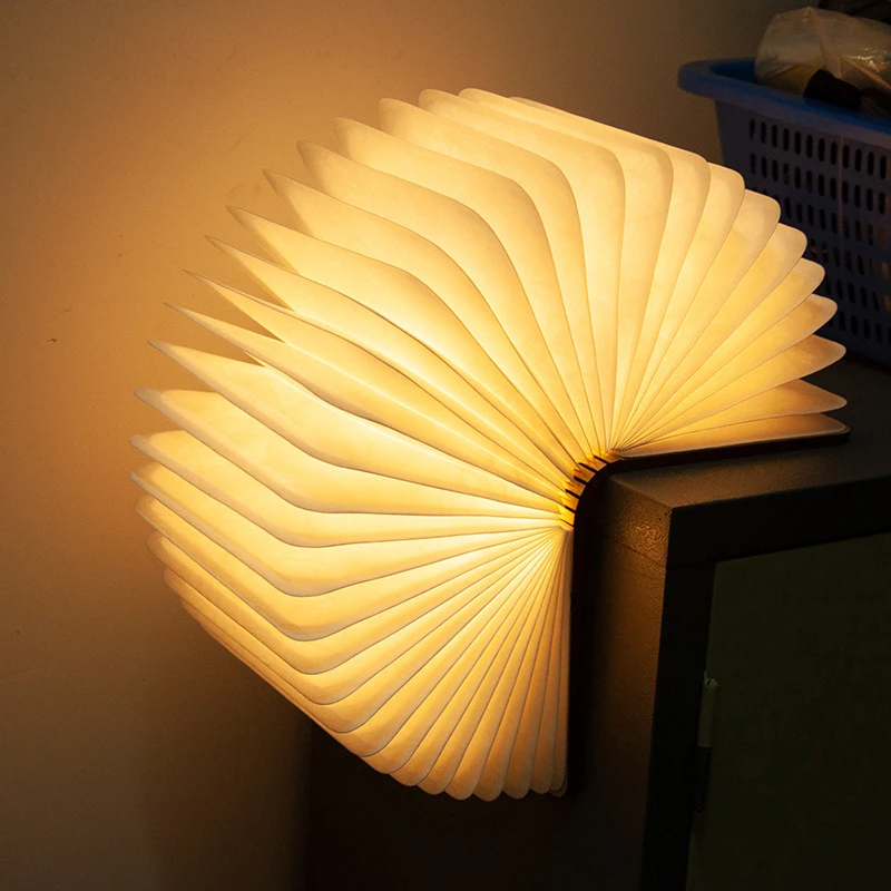 

Creative LED Book Shape Night Lights Portable 3/7 Colors 3D LED Light Wooden 5V USB Rechargeable Magnetic Foldable Table Lamps