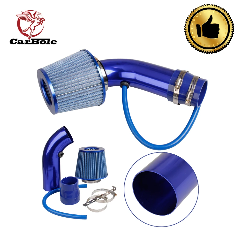 

CarBole Universal Car Aluminum Air Intake Kit Pipe Diameter 3" +Cold Air Intake Filter+ Clamp+ Accessories