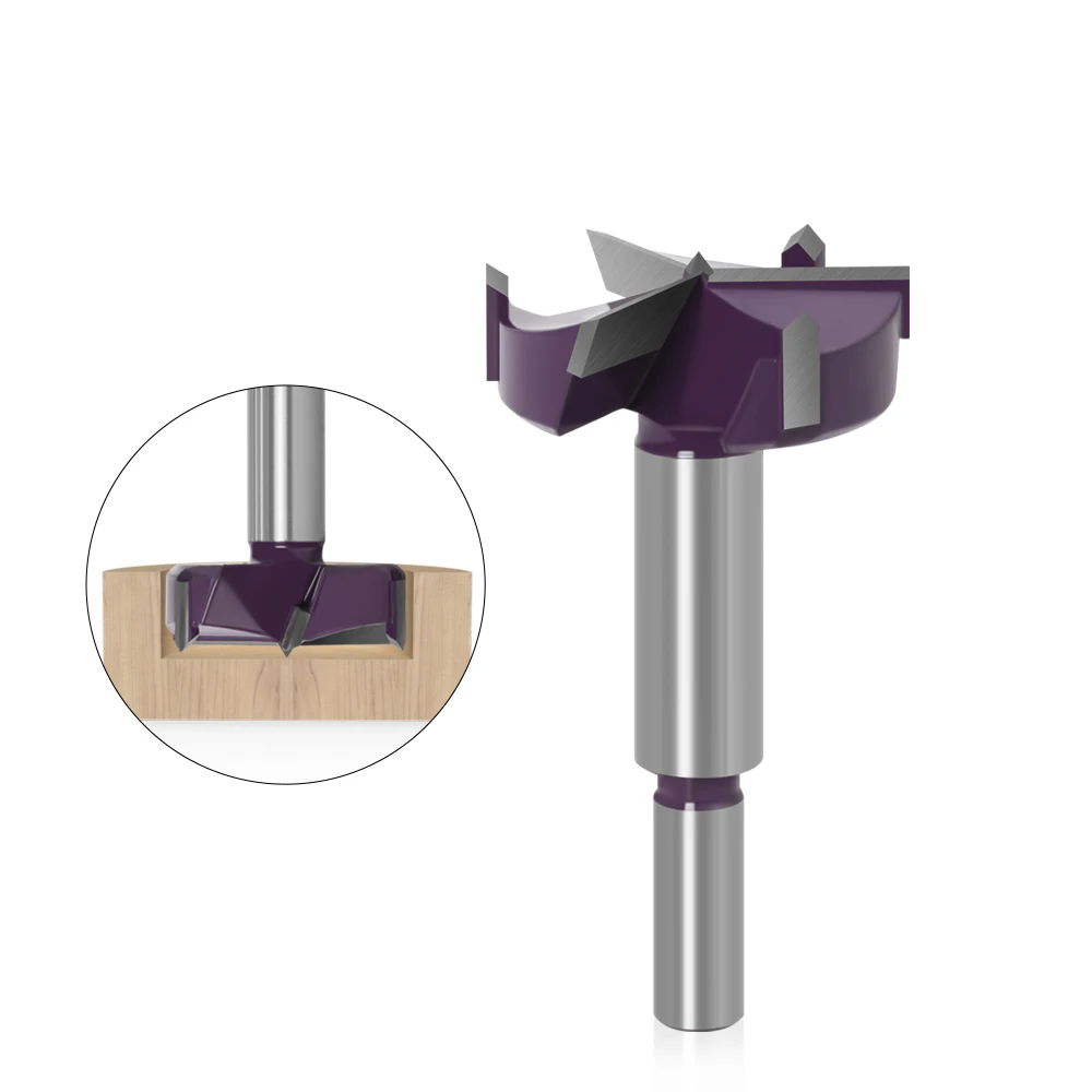1pcs 45mm 3 teeth Forstner tips Woodworking tools Hole Saw Cutter Hinge Boring drill bits Round Shank Tungsten Carbide Cutter