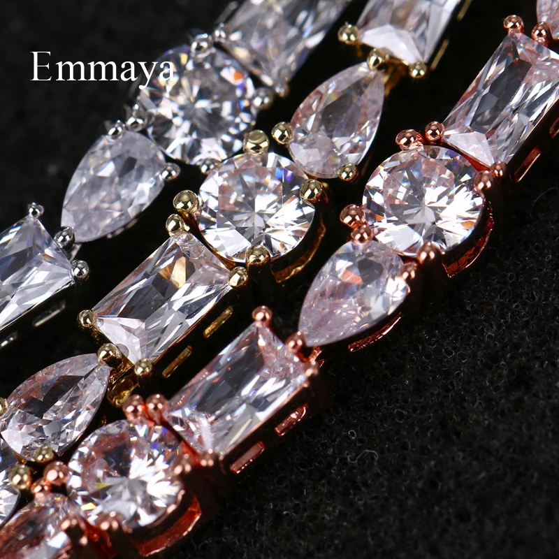 EMMAYA Hot Sale Three Different Shape Geomerty Design Brilliant Bracelet WIth Cubic Zircon For Female Banquet First Choice