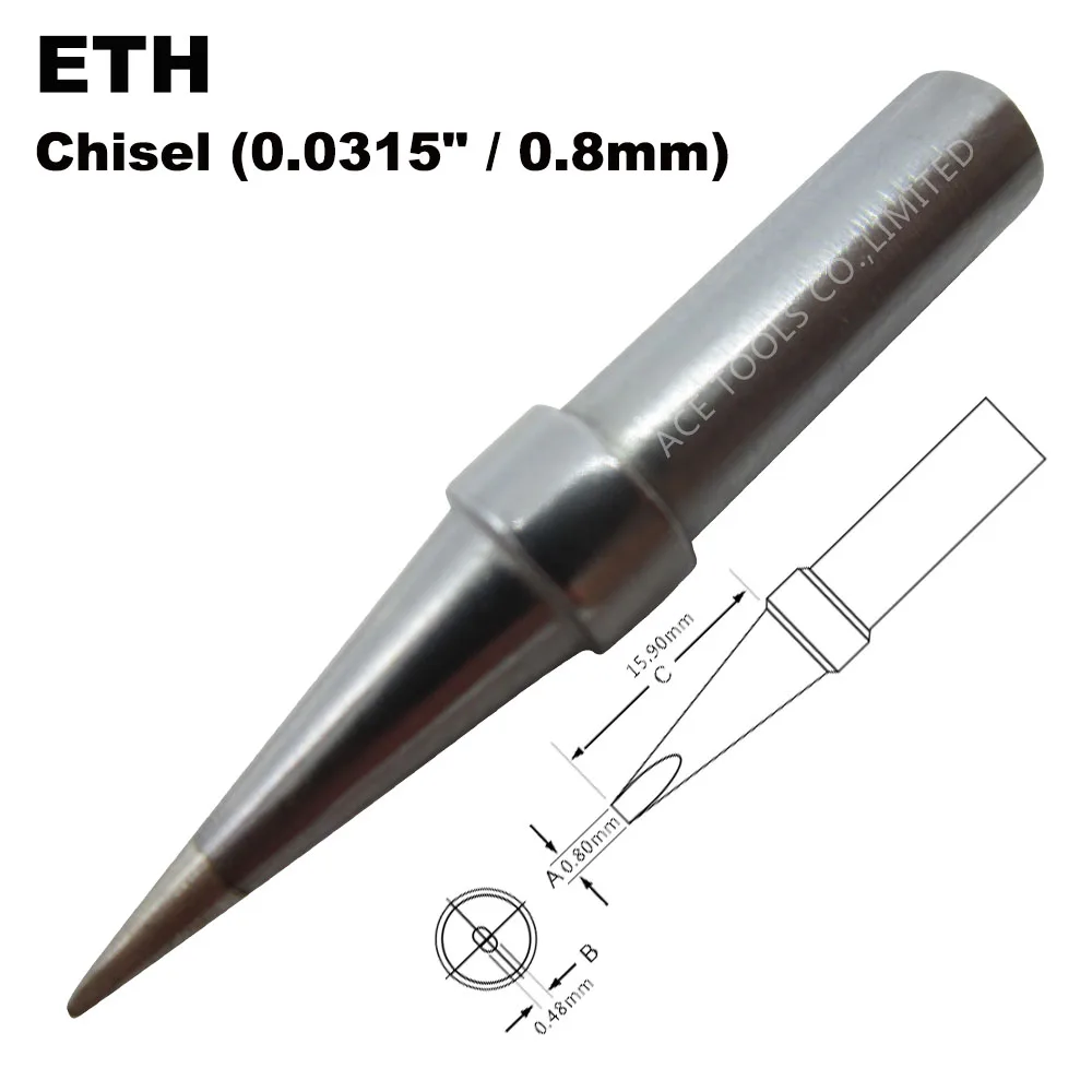 

ETH Replacement Soldering Tip Chisel 0.8mm Fit WELLER WES51 WES50 WESD51 WE1010NA WE1010EU PES51 PES50 LR21 LR20 Welding Bit