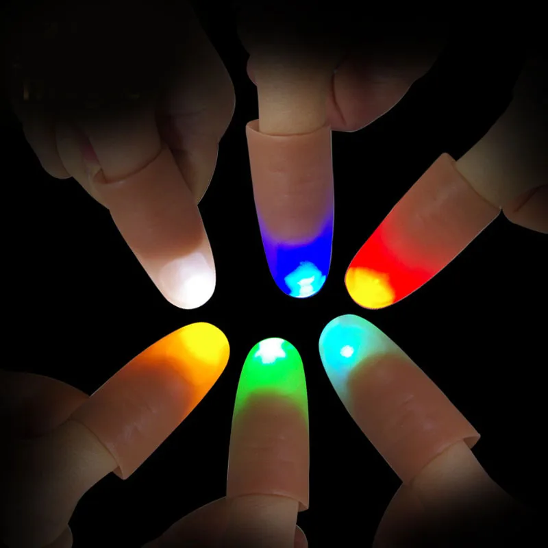 Magic Thumbs Light Toys for Adult Magic Trick Props Blue Light Led Flashing Fingers Halloween Party Toys for Children