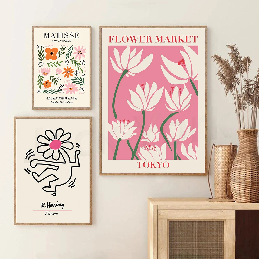 Set Of 3 Prints, Matisse Print, Matisse Cutout, Flower Market Print, Flower Market Poster, Set of Three Wall Art, Gallery Wall