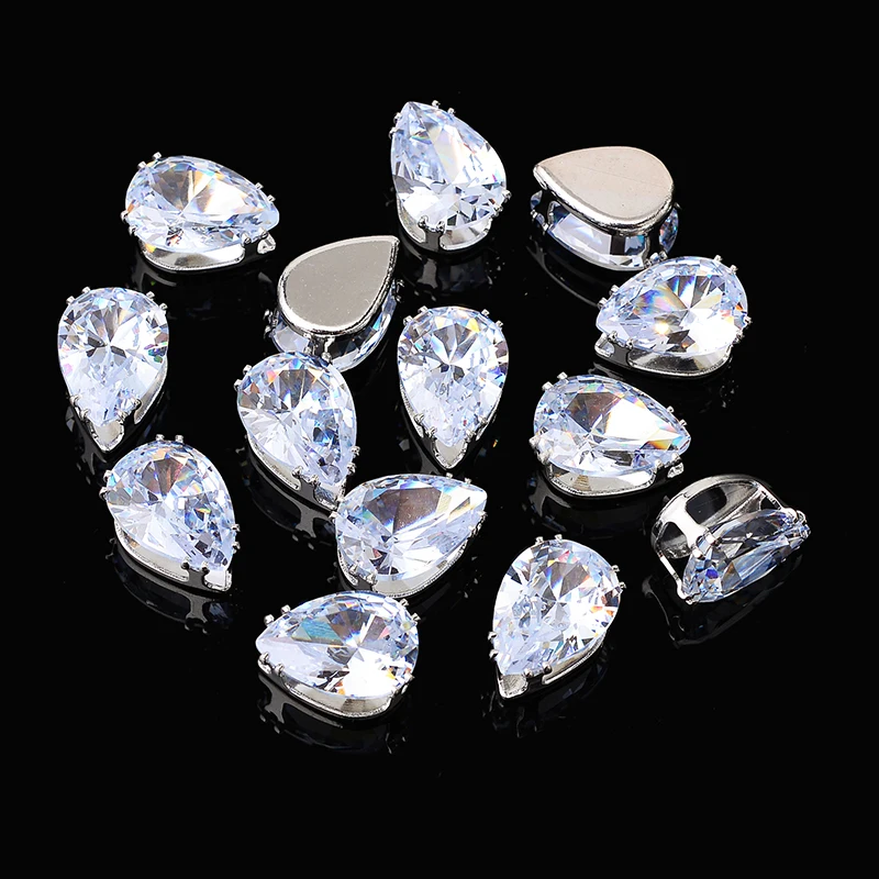 10pcs strass Sew on Clear cubic Zircon Crystal Zirconia Sewing On rhinestones DIY Jewelry garments Accessories Decorations