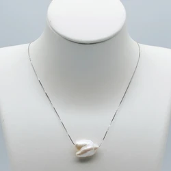 Unique Baroque Pearl Necklace White Natural Freshwater Pearl 925 Sterling Silver Necklace Shaped Pearl Pendant Women's Necklace