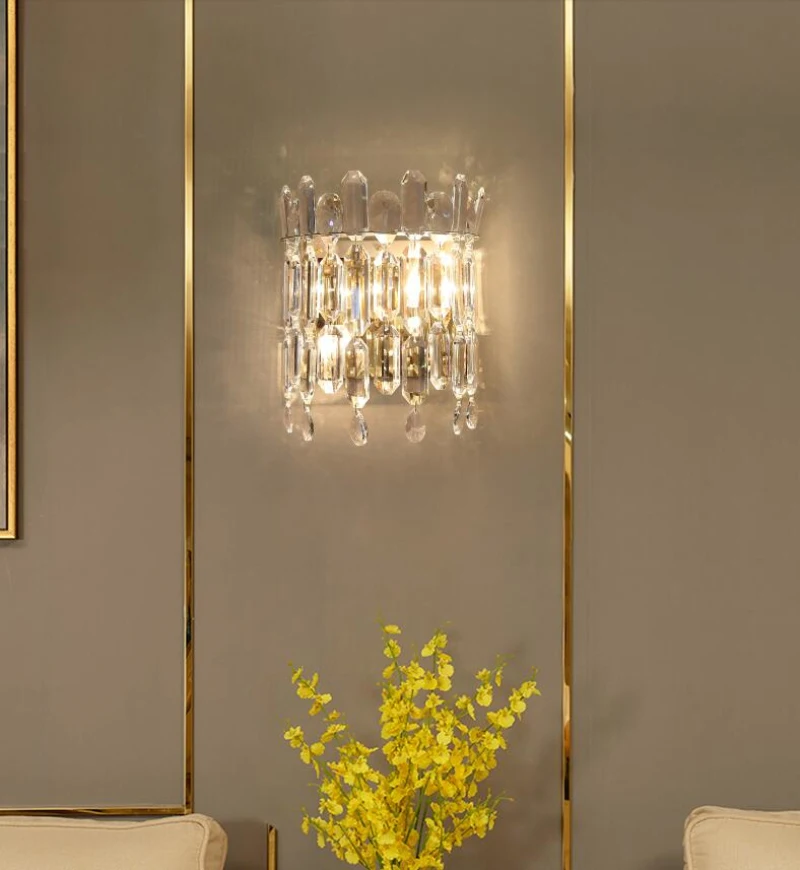 Luxury crystal wall lamp living room aisle wall bedroom lamp bedside lamp led shining crystal lamp