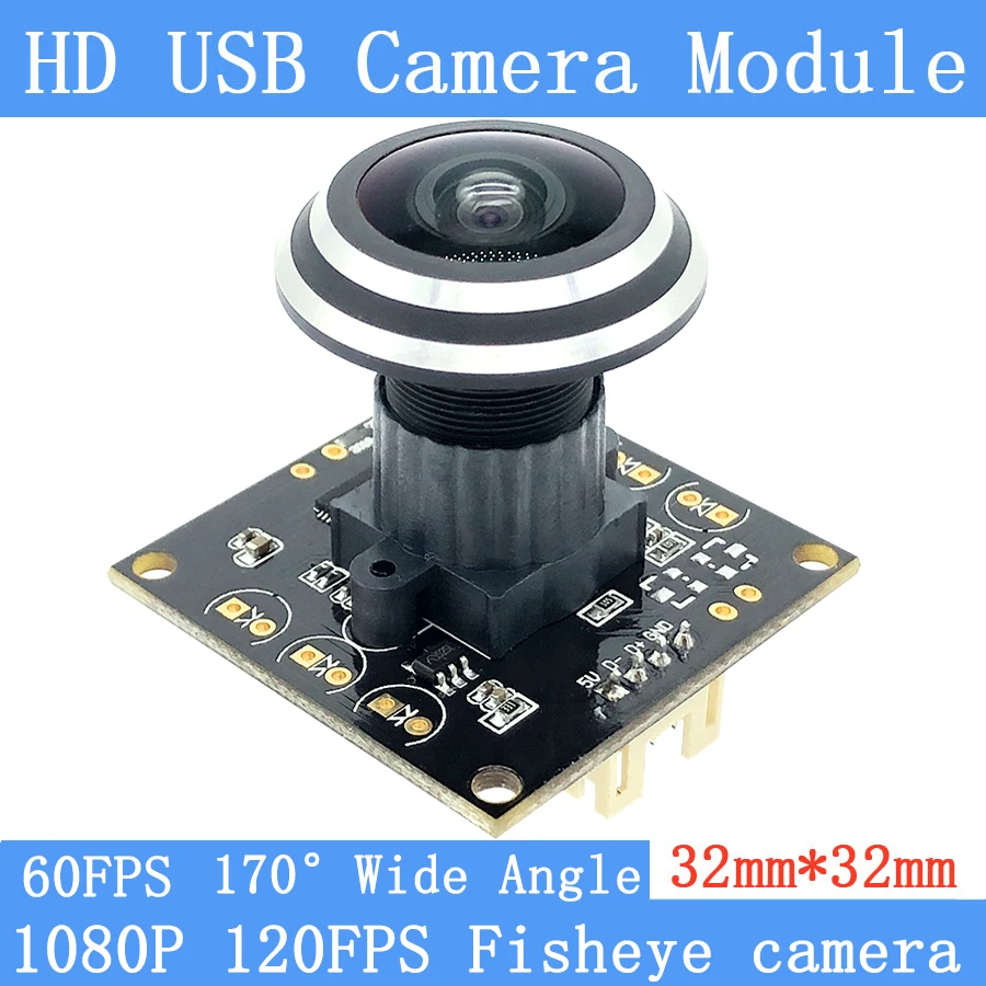 

2MP Wide-Angle Fisheye Webcam Full HD 1080P 30/60/120FPS Mini OTG UVC High Speed USB Camera Module for Windows Android