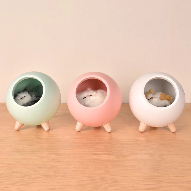 ins LED Night Light Table Lamp Cute Cat Cartoon Touch Sensor USB Charging Atmosphere Bluetooth LED Beside Room Decoration Lights