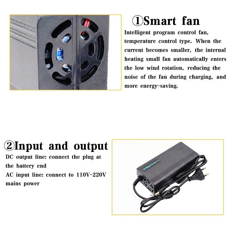 67.2V 84V 2A 3A 5A  Lithium Battery Smart Charger AC100-240V For 16S 60V 20S 72V E-motorcycle Li-ion Cell Fast charging With fan