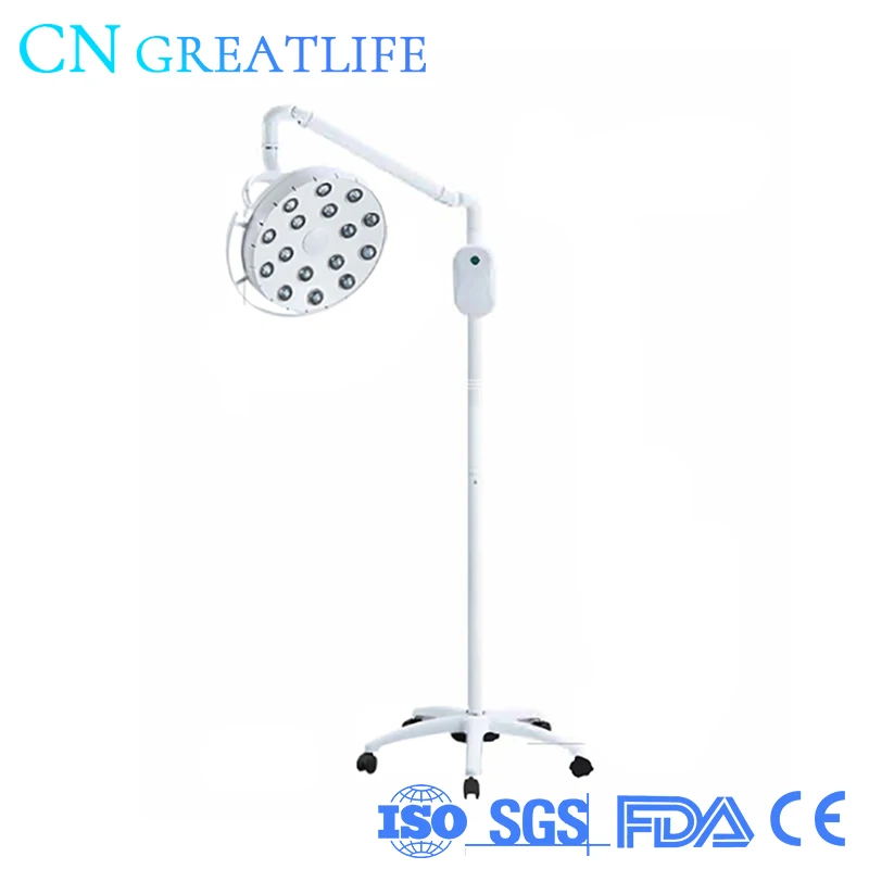 

48w Lamp 16 Leds Vertical Floor Standing Mobile Type Medical Exam Shadowless Lamp Standing Dental Led Operation Light