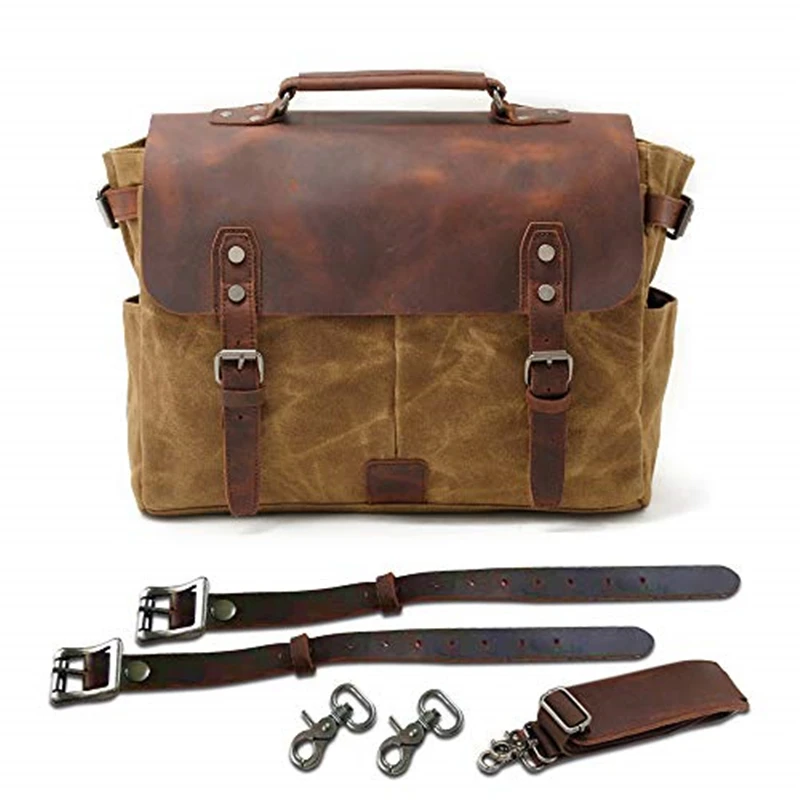 Vintage Motorcycle Side Bag  Waxed Canvas Bike Luggage Bag Riding Saddle Leg for Bicycle Men Rider Shoulder Bag Crossbody Bags