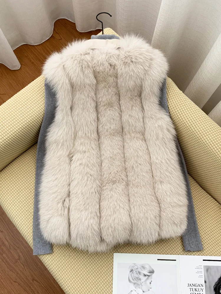 2020 New Real Fox  Fur Vest For Women Fashion Fur Coat good quality New locomotive whole skin fox fur