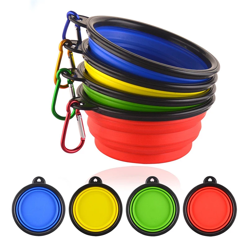 Large Collapsible Dog Pet Folding Silicone Bowl Outdoor Travel Portable Puppy Food Container Feeder Dish Bowl Food Container