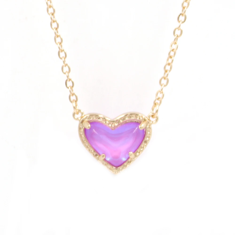 New Valentines Gift Candy Color Claw Small Heart Cute 3D Glass Mini Love Pendants Necklaces Women