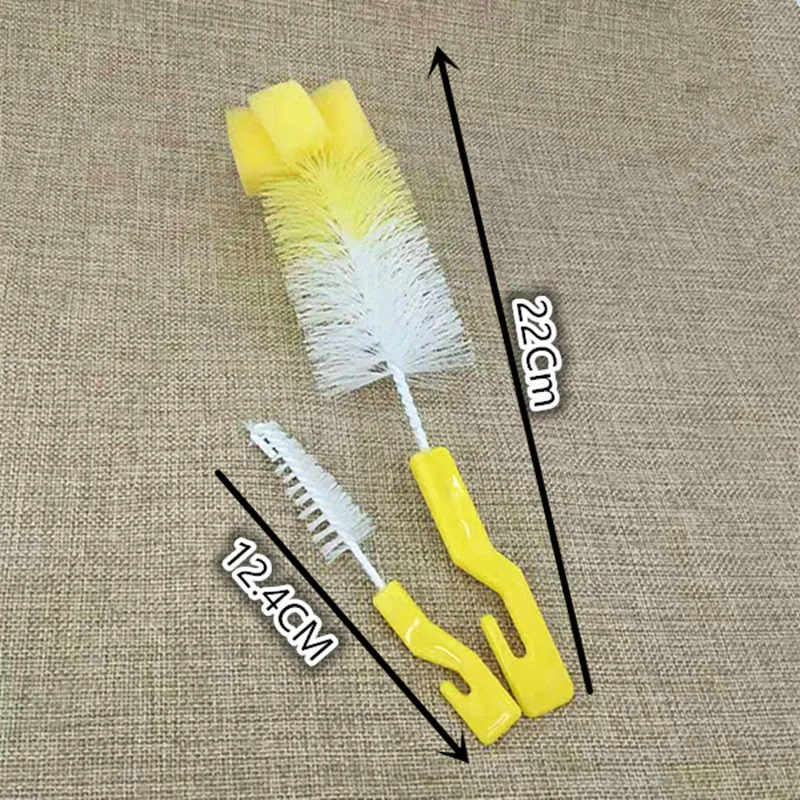 2Pcs/set Baby Nipple Milk Bottle Brushes Sponge Plastic Cleaning Set 360 Degree Sponge Cleaner + Pacifier Brush