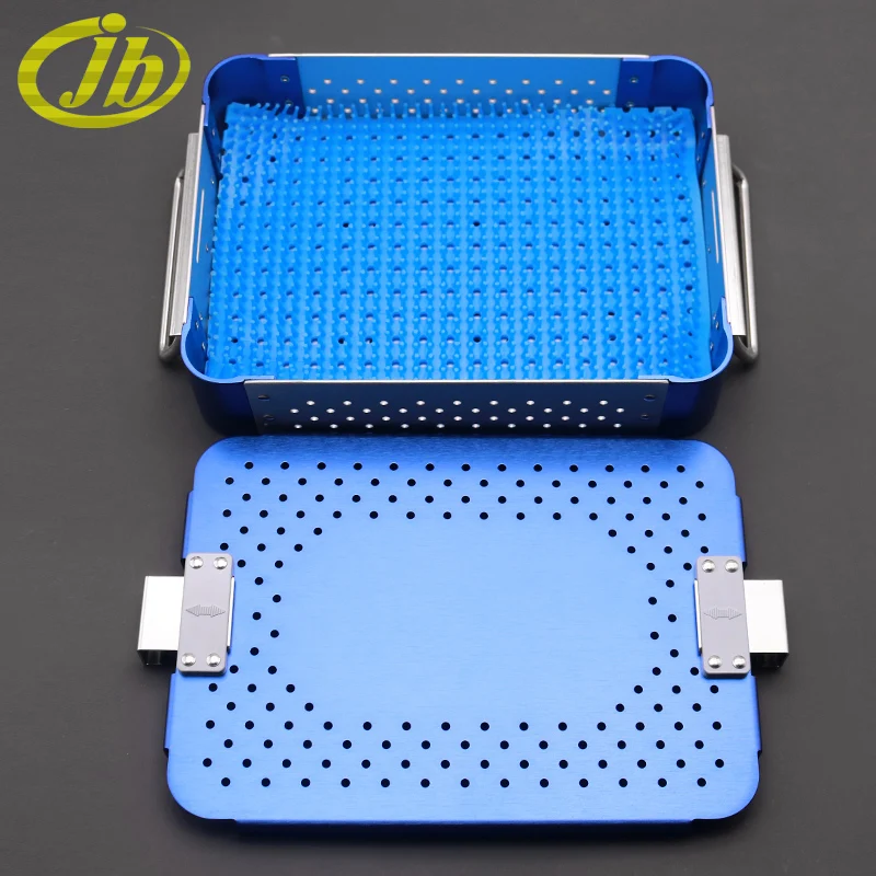 Sterilisieren trays 24*18*6cm single-deck aluminium legierung blau chirurgische betriebs instrument kosmetische kunststoff chirurgie