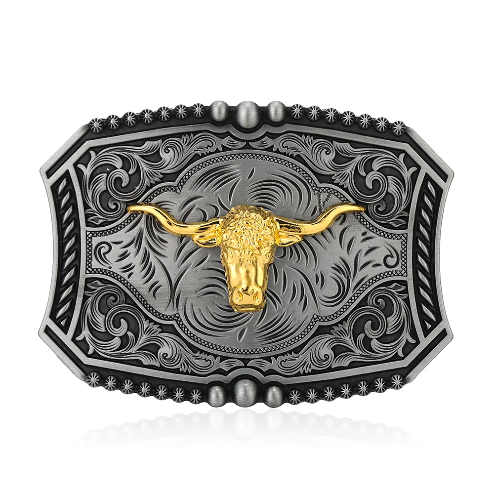 

Western cowboy zinc alloy struggling bull yearning for freedom eagle attitude buckle