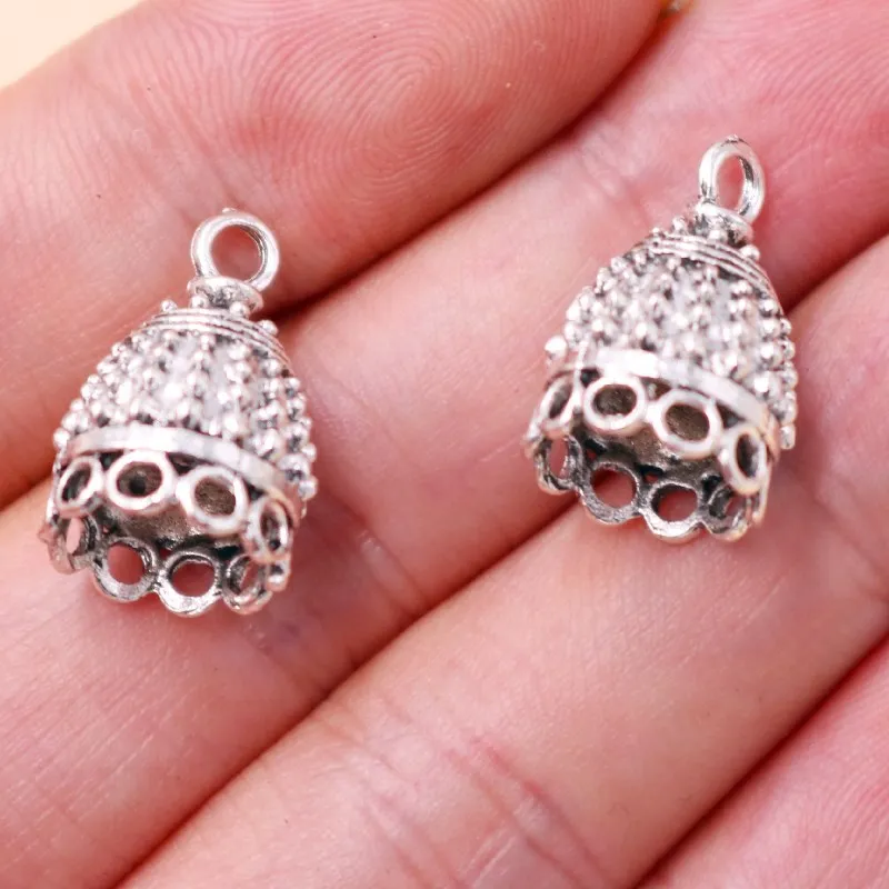 10 قطعة الفضة مطلي ثلاثية الأبعاد بورما بوذا معبد موصلات أقراط سوار شرابة قبعة لوازم Charms بها بنفسك السحر لصنع المجوهرات الحرف #3