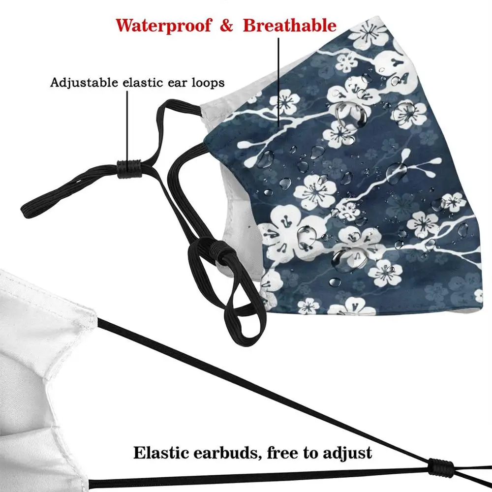 Navy Und Weiß Kirschblüte Muster Erwachsene Kinder Anti Staub Filter Diy Maske Aquarell Kirschblüte Sakura Floral Blume Navy