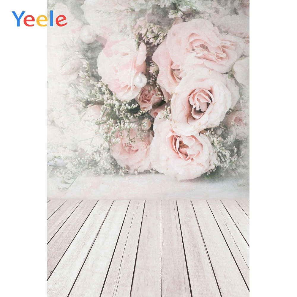Yeele Pink Wall Flowers Rose Wood Photo Background Photophone Pinewood Photography Backdrops Studio Shoots for Baby Newborn Cake